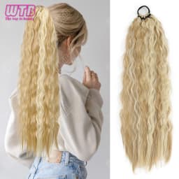 WTB Synthetic Braided Wig 24 Inch Corn Perm Curly Hair Ponytail Braided Wig Daily Wear Curly Ponytail