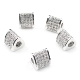 3pcs Micro Pave Zirconia Beads Round Geometry Metal Cubic Zircon Beads for DIY Bracelet Necklace Design Jewelry Crafts Making
