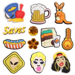 1-12PCS Kangaroo Hot Dog Beer Key Shoes Charms Accessories Buckle Clog Sandal Decorations DIY Wristbands Kids Gift