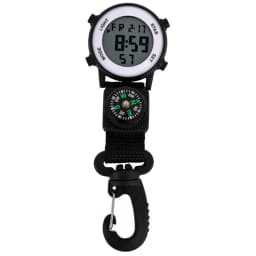 Digital Clip Watch Waterproof And Shockproof Keychain Carabiner Watch Pocket Clip-on Quartz Watch Glow In The Dark With Alarm