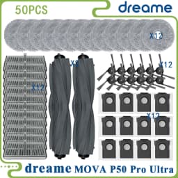 Fit For (Dreame X40 Ultra / L40 Ultra, MOVA P50 Pro Ultra /P10 Pro Ultra) Main Roller Tricut Brush Filter Mop Cloth Dust Bag