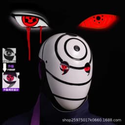Naruto Anime Helmet mask eyes shining Cosplay Uchiha Obito Shine Mask Akatsuki Sharingan Cartoon Shine Highly Imitative toy Mask