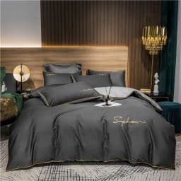 Svetanya Solid Cotton Embroidery Bed Linens Hotel Home Bedding Sets Sheet Pillowcase Duvet Cover Set