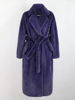 Nerazzurri Winter Long Purple Black Green Fluffy Thick Warm Luxury Faux Fur Coat Women Sashes New Arrival 2022 Furry Overcoat