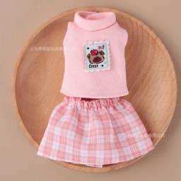 Doll Clothes Sleeveless Top Plaid JK Skirt Set Mini Dress Up Outfit Accessories For 10cm Joint Doll Fashion Doll Costume Gift