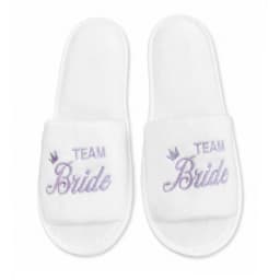 Bride & Bridesmaid, Wedding Party Guests Home Slip On Shoes Bridal Party Slippers Open-toe With Golden, Mint Green and Pink