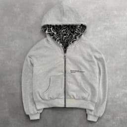 2025 Korean new zipper hoodie double-sided jacket retro leopard print print men's hip-hop casual sweatshirt couple style