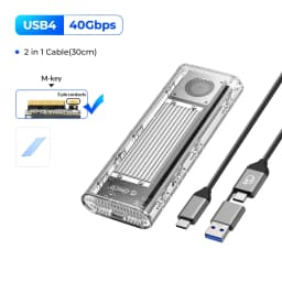 ORICO 40Gbps M.2 NVMe SSD Enclosure with Built-in Cooling Fan, Tool-Free External Hard Drive Enclosure for Thunderbolt 3/4 USB4