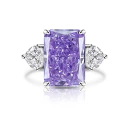925 Sterling Silver Shiny Colored Ice Flower Cut Zircon Large Carat Ring for Ladies Gorgeous Elegance Fashion