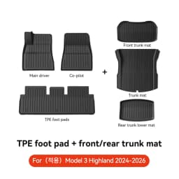YZ For Tesla Floor Mat Model Y 2021-2026 Model 3 Highland Car Trunk Mat Luggage Mat TPE Waterproof Anti-Slip Set Floor Liner Mat