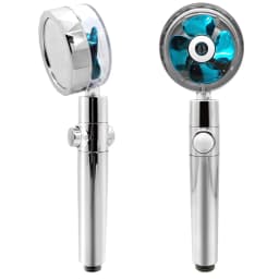 ZhangJi New Propeller Driven Shower Head with Stop Button and Cotton Filter Turbocharged High Pressure Handheld Shower Nozzle