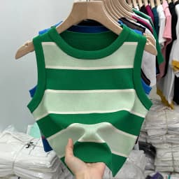 2026 Korean Style Versatile Striped Slim Tank Tops Women Summer Wearing Outside Fashion Sleeveless Top Women's Crop Tops