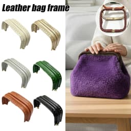 1PC Leather Covered Purse Frame Aluminum Bag Clasp Frame DIY Handbag Making Sewing Craft Replacement Handle Hardware Accessory