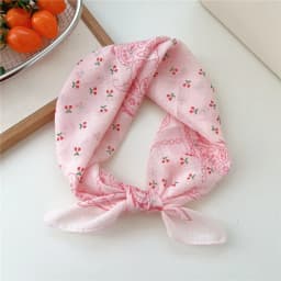 New Cloth Headband Polka Dot Fresh Floral Small Square Scarf Pastoral Style Scarves Women
