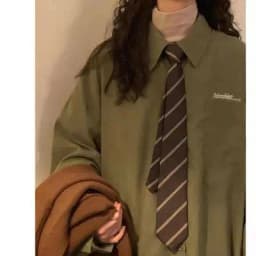 Brown retro tie women's fruit green coffee handmade casual shirt candy colored trendy versatile tie