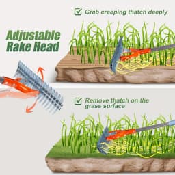 Versatile Grass Grooming Rake Lawn Thatching Rake Robust Dethatcher Rake for Cleaning Dead Grass, Yard Garden Durable Soil Rake