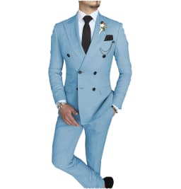 Men's Suit 2 Piece Double Breasted Peak Lapel Jacket Business Casual Slim Fit Wedding Suit For Men ( Blazer+Pants)