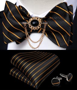 Exqusite Men's Self-tie Bowties Wedding Neck Ties For Man Accessories Cufflinks Hanky Brooch Set Red Black Yellow Blue Bowtie