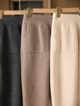 New Classy Autumn Winter Soft Thick Warm Wool Women Pencil Pants Woman 100% Merino Wool Trousers Elastic Waist Knited Wool Pants