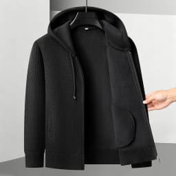 Legible Autumn Winter Casual Sweaters Men Solid Color Hooded Sweatercoats Male Loose Zip-up Knitted Cardigan Man