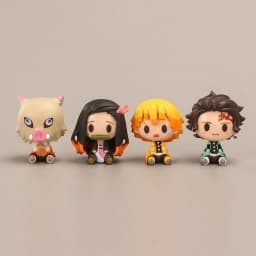4PCS/Set Anime Demon Slayer Nezuko Tanjirou Zenitsu Inosuke Mini Figurine Kawaii Action Figure PVC Model Collectible Doll Toys