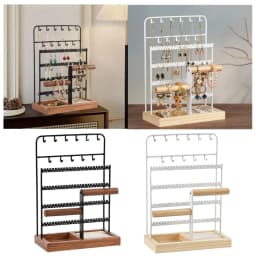 Necklace And Earring Storage Tree with Wooden Base for Jewelry Organization