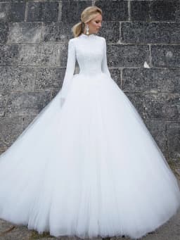 Customized Muslim Illusion Wedding Dresses 2026 New A-Line Long Sleeves Bride Dress Appliques Lace Tulle Elegant Wedding Gowns