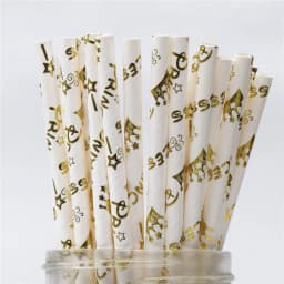Gold Rose Gold Paper Straws Strip Dot Drinking Straw Disposable Tableware Party Supplies Wedding Birthday Party Decoration Kids