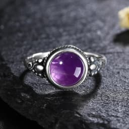925 Silver Rings Natural Amethyst Gemstone Rings for Women Wedding Bands Anniversary Gift Fine Jewelry