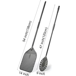 12" Hard Anodized Perforated Pizza Peel Rectangle Pizza Turning Shovel Set Aluminum Pizza Peel Paddle 40cm Long Silicone Handle