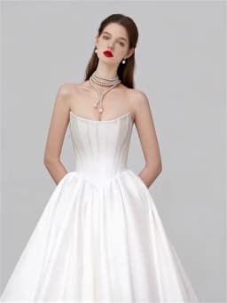 Customized Elegant Simple Satin Sweetheart A-line Wedding Dresses Sleeveless Princess Bridal Gowns robe de mariee with Pockets