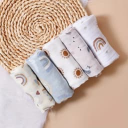 5Pcs/set 60*60cm Super Soft Bamboo Cotton Muslin Blankets Infant Boy/Girl Multi-Use Feeding Burp Cloth Towel Baby Burp Cloth Set