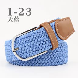 3.3x107cm Solid Color Elastic Braided Belt Casual Men's Women's Belt Stretch Canvas Pin Buckle Waistband