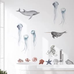Kids Rooms Decoration Underwater World Theme Whale Dolphin Shell Sea Animals DIY Composable Decal Self Adhesive Wall Stickers