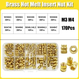 Brass Threaded Insert Nut Kit M2 M2.5 M3 M4 M5 M6 M8 Hot Melt Heat Knurled Embed Injection Copper Insertnut for 3D Print Plastic