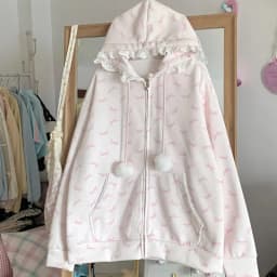 2000s American Vintage Polka Dot Sweatshirts New Spring Fashion Letter Print Hooded Women Y2k Sweet Loose Casual Jacket 2026 New