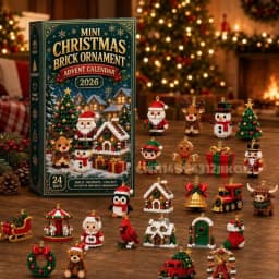 24-Day Mini Christmas Brick Ornament Advent Calendar,Unique Designs, Buildable Bricks, Hanging Loops Included, Holiday Countdown