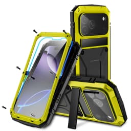 Shockproof Armor Metal Aluminum Case for iPhone 17 Pro Max 16 15 14 13 12 11 Pro 16E Air Full Protective Bumper Kickstand Cover