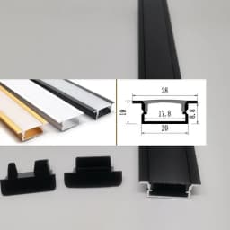 0.5m U/W Style LED Aluminum Profile Black Silver Channel Holder PC Cover Bar Lamp For Cabinet Closet Decor Linear Strip Light