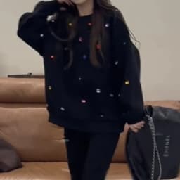 Korean style color drill turtle neck women's autumn and winter fashion shoulder-length long sleeve loose Joker black sweater