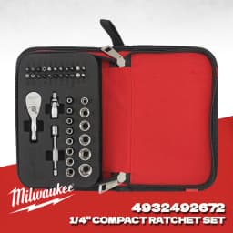 Milwaukee 39 Piece Metric 1/4' Compact Integrated Ratchet Sleeve Set, Storage Bag Manual Tool Accessories 4932492672