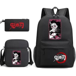 Demon Slayer Anime Print School Backpack Set 3Pcs with Shoulder Bag Pencil Case for Boys Girls