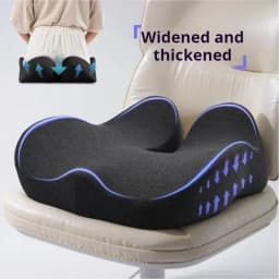 Solvath Ergonomic Thickened Memory Foam Seat Cushion Heavy Duty Chair Pad Removable Cover Ideal for Office Chair Lower Back Supp