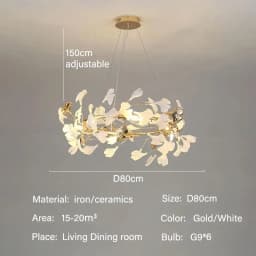 Modern Luxury Ginkgo LED Chandeliers Living Dining Room Home Pendant Lights Hotel Restaurant Decor Elegant Lights Fixture