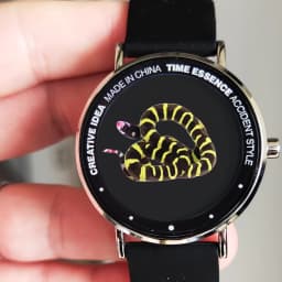Creative Design Ultra-thin Quartz Watch Animal: Snake Silicone Watch Strap Diameter 40mm Waterproof
