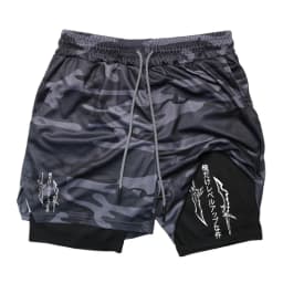 Solo Leveling Print 2in1 Running Workout Shorts for Men Gym Performance Compression Shorts with Phone Loop Athletic Activewear