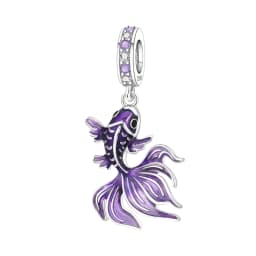Blue Charm 925 Sterling Silver Ocean Pearls Betta Fish Pendant Birthday Party Gift for Women Bracelet Necklace DIY Beads Jewelry