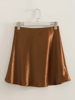Black Satin Mini Skirts Women Summer Elegant A Line Skirt Ladies Office Beige Elastic Waist Women's Short Satin Skirt Brown 2026