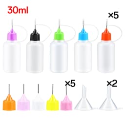5pcs 10ml-120ml Precision Tip Applicator Bottles NeedleTip Squeeze Glue Bottles with 2 Mini Funnels for DIY Paint Paper Quilling