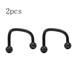 WKOUD 2pcs Rainbow 16G Cool Punk Stainless Steel Ball Top Lippy Loop Lip Monroe Labret Ring Jewelry Fashion Body Piercing Rings